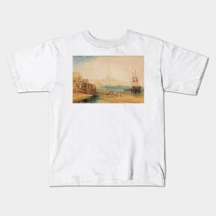 Scarborough town and castle- morning- boys catching crabs by J.M.W. Turner Kids T-Shirt